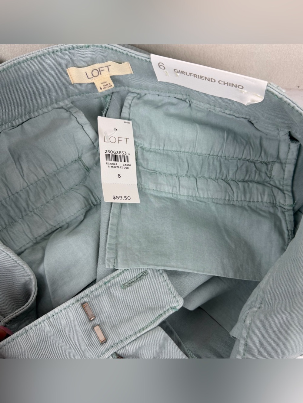 Loft Womens Seafoam Green Flat Front Girlfriend Slim Fit Chino Pants Size 6 NWT - Picture 8 of 12